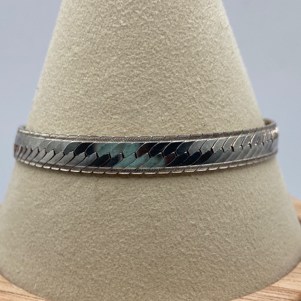 Milor Sterling Silver 925 Italian Herringbone Bracelet 7 1/2”L